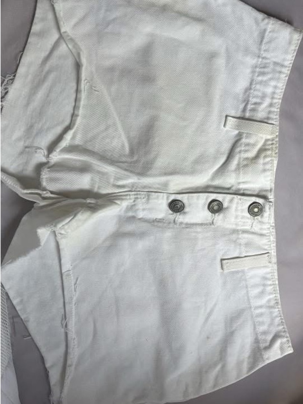 White Button-Front High Waist Shorts
